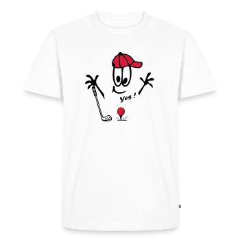 Golf, Comic, Yes - Men's Premium Organic T-Shirt - white - Front - Nico (187cm)