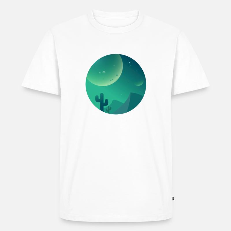 Nachtwüste mit Kaktus - Männer Premium Bio T-Shirt - Weiß