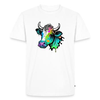 Cow Head Colorful Drawing - Men's Premium Organic T-Shirt - white - Front - Nico (187cm)
