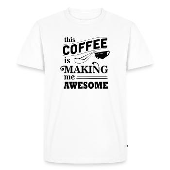 Super coup de pouce au café - T-shirt Premium bio Homme - blanc - Devant - Nico (187cm)