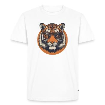 Tigre avec lunettes de soleil, chat, animal prédateur rayé - T-shirt Premium bio Homme - blanc - Devant - Nico (187cm)