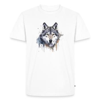 Wolf 2 - Men's Premium Organic T-Shirt - white - Front - Nico (187cm)