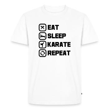 Eat Sleep Karate Repeat - T-shirt Premium bio Homme - blanc - Devant - Nico (187cm)