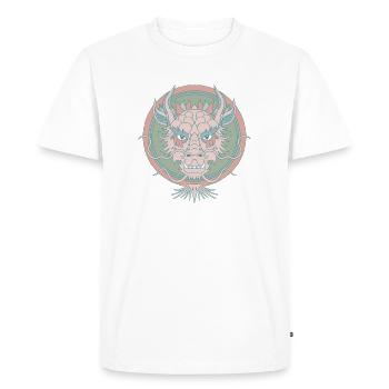 Visage de dragon chinois aux couleurs sourdes - T-shirt Premium bio Homme - blanc - Devant - Nico (187cm)