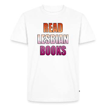 Lire des livres lesbiens - T-shirt Premium bio Homme - blanc - Devant - Nico (187cm)