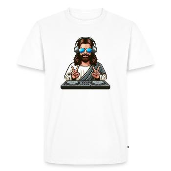 DJ Jésus - T-shirt Premium bio Homme - blanc - Devant - Nico (187cm)