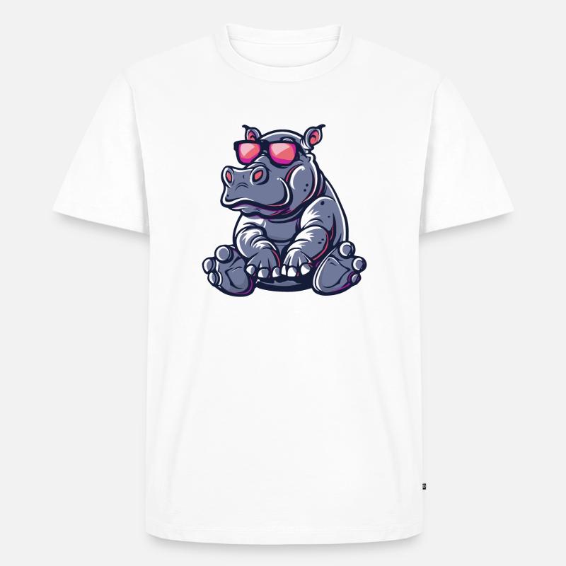 Nilpferd Comic Cool - Männer Premium Bio T-Shirt - Weiß
