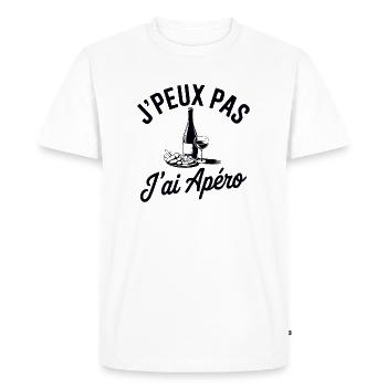 tee shirt I can't I have Apéro - Men's Premium Organic T-Shirt - white - Front - Nico (187cm)