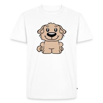 chien assis mignon petit chiot heureux animal de compagnie - T-shirt Premium bio Homme - blanc - Devant - Nico (187cm)