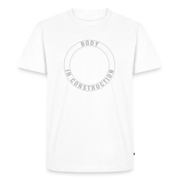 Weight Training Gym Fitness "Body in Construction" White - Men's Premium Organic T-Shirt - white - Front - Nico (187cm)