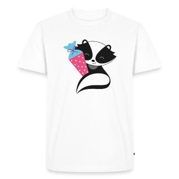 Skunk avec cône d’école inscription à l’école - T-shirt Premium bio Homme - blanc - Devant - Nico (187cm)