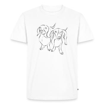 Dachshund, Dachshund, Dachshund, Wire-haired Dachshund Line Art - Men's Premium Organic T-Shirt - white - Front - Nico (187cm)