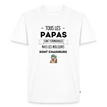 Papa chasseurs - T-shirt Premium bio Homme - blanc - Devant - Nico (187cm)