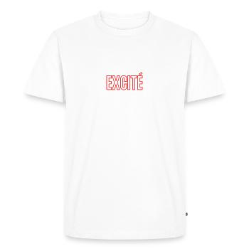 Excité comme une mouche - T-shirt Premium bio Homme - blanc - Devant - Nico (187cm)