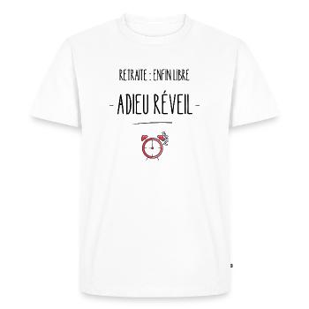 Retraite enfin libre adieu réveil - T-shirt Premium bio Homme - blanc - Devant - Nico (187cm)