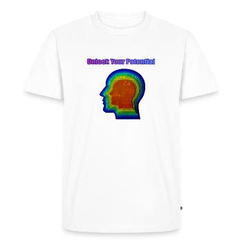 Unlock Your Potential - Men's Premium Organic T-Shirt - white - Front - Nico (187cm)