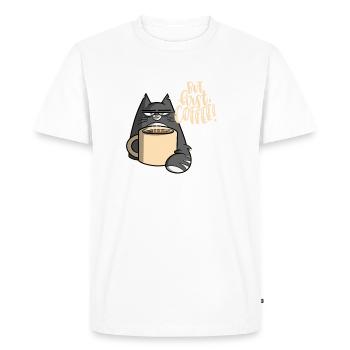 But First Coffee - Cat - Men's Premium Organic T-Shirt - white - Front - Nico (187cm)