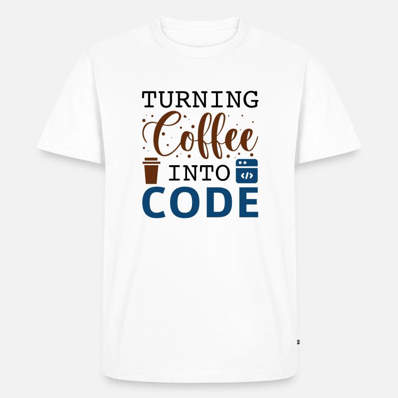 Kaffee in Code verwandeln - Männer Premium Bio T-Shirt - Weiß