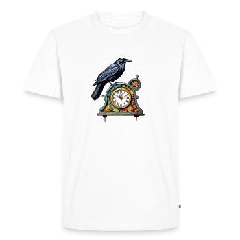 L'horloge et le corbeau - T-shirt Premium bio Homme - blanc - Devant - Nico (187cm)