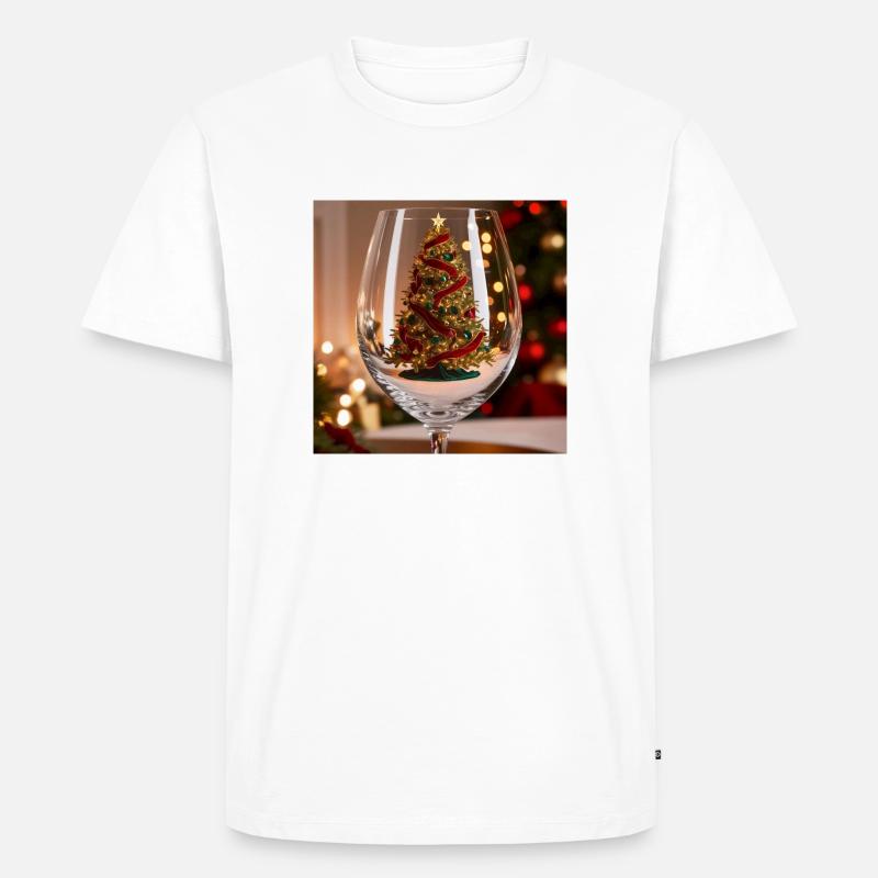 Weihnachtsbaum im Weinglas - Männer Premium Bio T-Shirt - Weiß