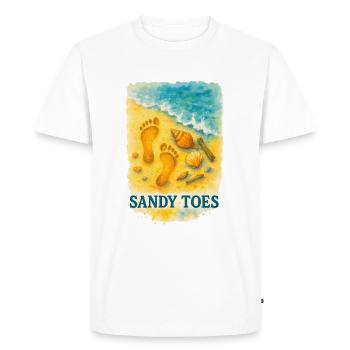 Motif de plage Sandy Toes | Aquarelle d’été - T-shirt Premium bio Homme - blanc - Devant - Nico (187cm)