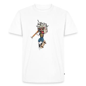 Haut de cassette Blanc 80 - T-shirt Premium bio Homme - blanc - Devant - Nico (187cm)