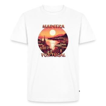 Madeira, Portugal, City, Sunset, Round - Men's Premium Organic T-Shirt - white - Front - Nico (187cm)