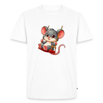 mignon souris rat berçant dessin animé aire de jeux - T-shirt Premium bio Homme - blanc - Devant - Nico (187cm)