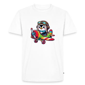 Penguin Pilot Flight License Airplane Propeller Machin - Men's Premium Organic T-Shirt - white - Front - Nico (187cm)