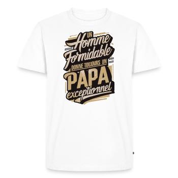 Belle idée cadeau fete des pères anniversaire papa - T-shirt Premium bio Homme - blanc - Devant - Nico (187cm)