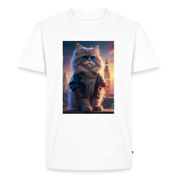 Rapper Cat - Männer Premium Bio T-Shirt - Weiß - Vorne - Nico (187cm)