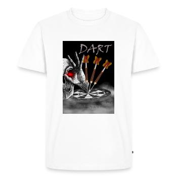 Dart Skull See You Next Game, Dartdesign Darts - T-shirt Premium bio Homme - blanc - Devant - Nico (187cm)