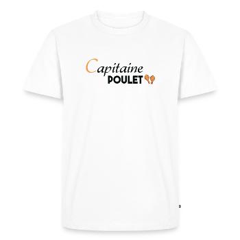 Capitaine Poulet - T-shirt Premium bio Homme - blanc - Devant - Nico (187cm)