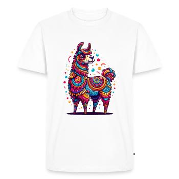 CONFETTIS DE PINATA D’ALPAGA BULLES ARC-EN-CIEL PANACHÉES - T-shirt Premium bio Homme - blanc - Devant - Nico (187cm)