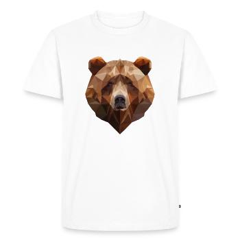 Ours brun | Conception de logo d’art low poly - T-shirt Premium bio Homme - blanc - Devant - Nico (187cm)