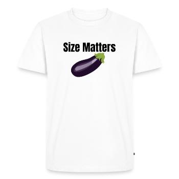 Size Matters | Funny T-shirt - Men's Premium Organic T-Shirt - white - Front - Nico (187cm)
