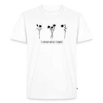 Acheter des fleurs Illustration de chemise - T-shirt Premium bio Homme - blanc - Devant - Nico (187cm)