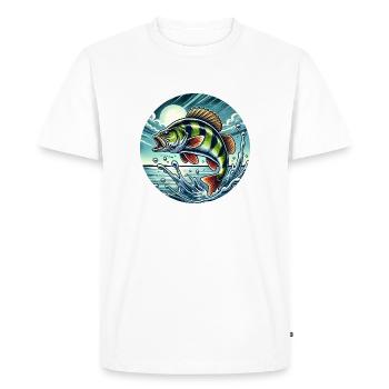Perche Pêche Poisson prédateur Pêche Poisson - T-shirt Premium bio Homme - blanc - Devant - Nico (187cm)