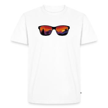 Montagnes au coucher du soleil – Wanderlust - T-shirt Premium bio Homme - blanc - Devant - Nico (187cm)