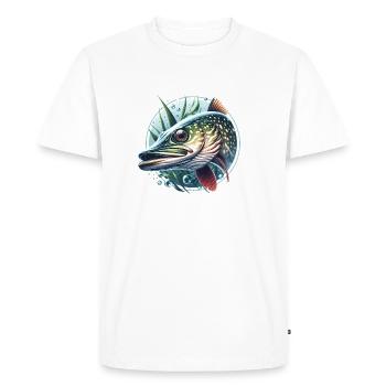 Pike Predator Fishing - Men's Premium Organic T-Shirt - white - Front - Nico (187cm)