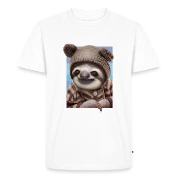 BÉBÉ PARESSEUX PORTE UN PULL - T-shirt Premium bio Homme - blanc - Devant - Nico (187cm)