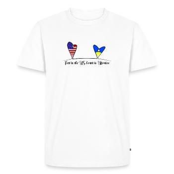 Feet in the US, heart in Ukraine - Men's Premium Organic T-Shirt - white - Front - Nico (187cm)