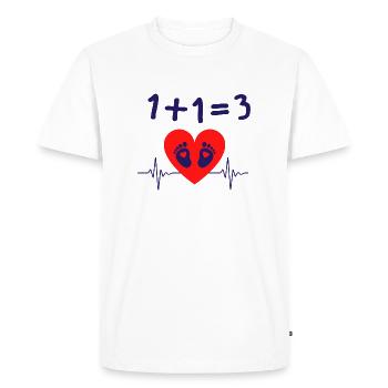 1+1=3 - T-shirt Premium bio Homme - blanc - Devant - Nico (187cm)