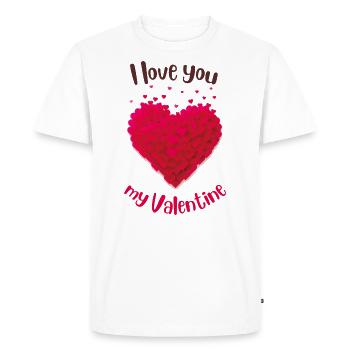 Je t’aime ma valentine - T-shirt Premium bio Homme - blanc - Devant - Nico (187cm)