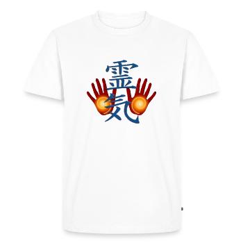 mains de REIKI - T-shirt Premium bio Homme - blanc - Devant - Nico (187cm)