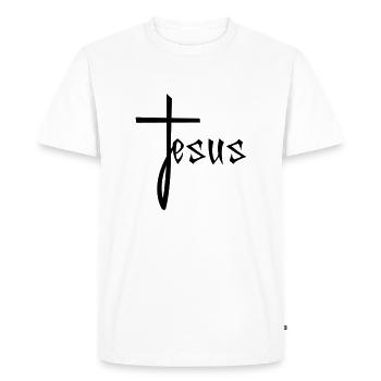 jésus croix christ catholique évangélique - T-shirt Premium bio Homme - blanc - Devant - Nico (187cm)