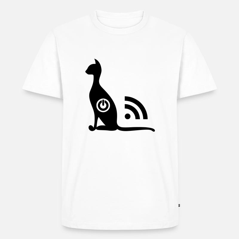 Katze WLAN EIN AUS - Männer Premium Bio T-Shirt - Weiß