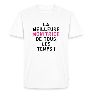 Moniteur / Monitrice / Mono / Formation / Ski - T-shirt Premium bio Homme - blanc - Devant - Nico (187cm)