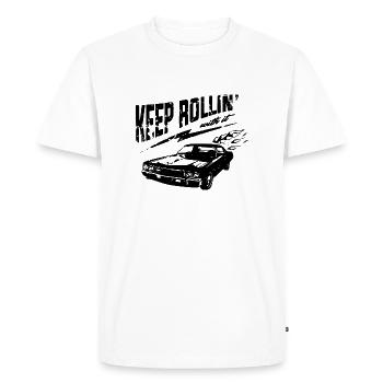 Keep Rollin´with it Muscle Car Flames Hot Rod Gift - Männer Premium Bio T-Shirt - Weiß - Vorne - Nico (187cm)