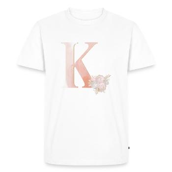 Lettre K avec des fleurs - T-shirt Premium bio Homme - blanc - Devant - Nico (187cm)